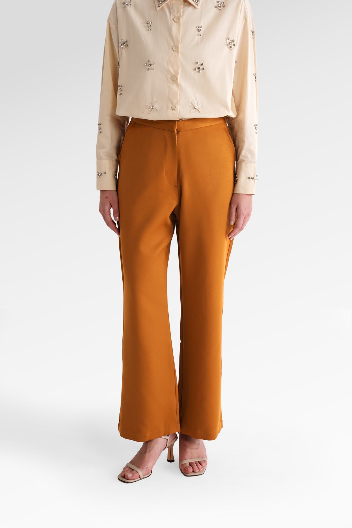 Adea Kick Flare Pants - Brown