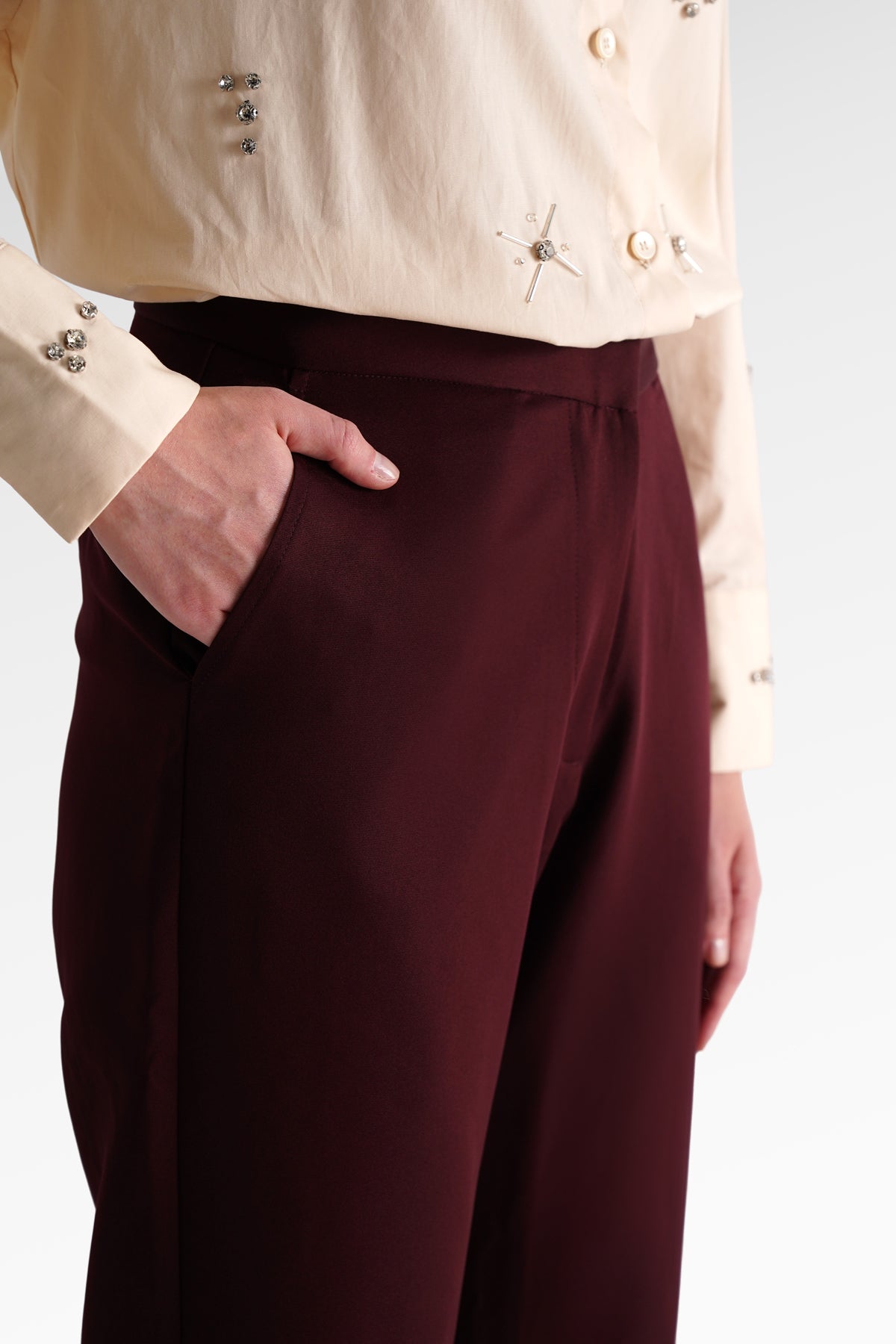 Adea Kick Flare Pants - Maroon