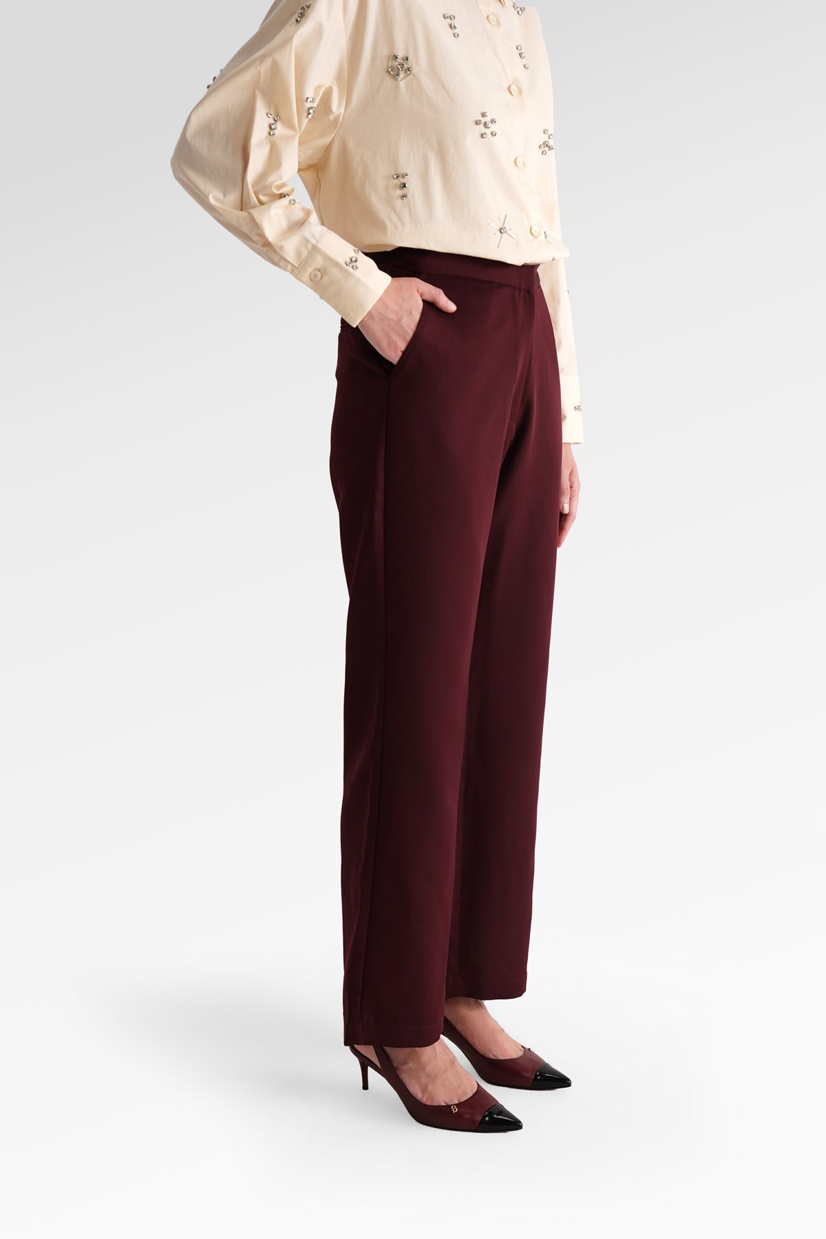Adea Kick Flare Pants - Maroon