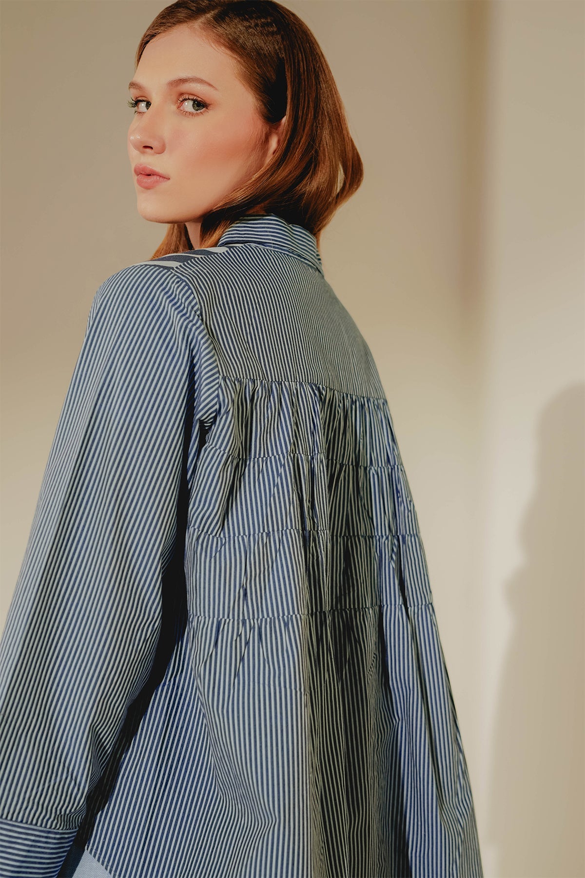 Aeera Stripes Shirt - Blue