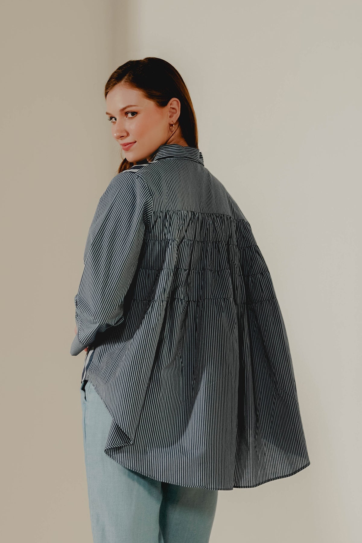 Aeera Stripes Shirt - Blue