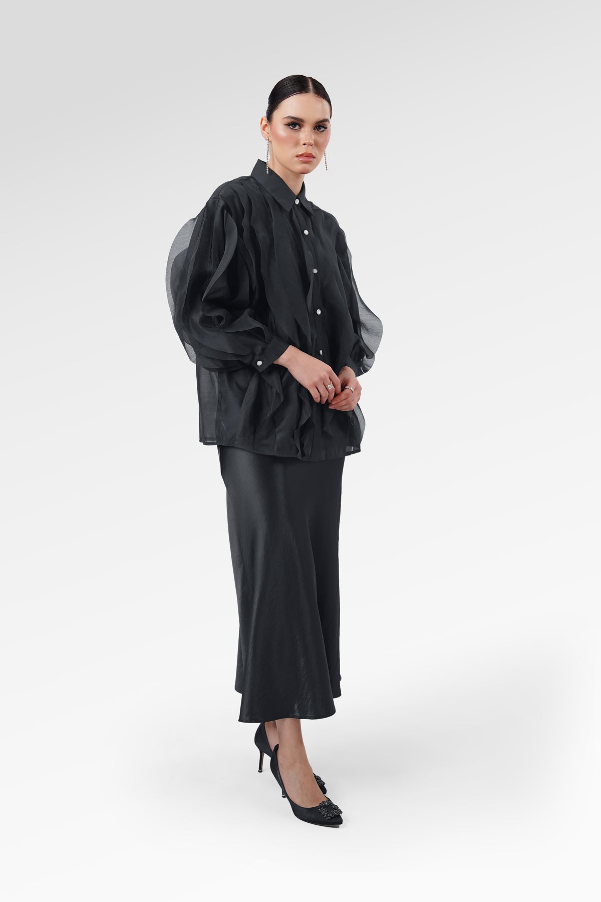 Alessia Ruffle Blouse - Black
