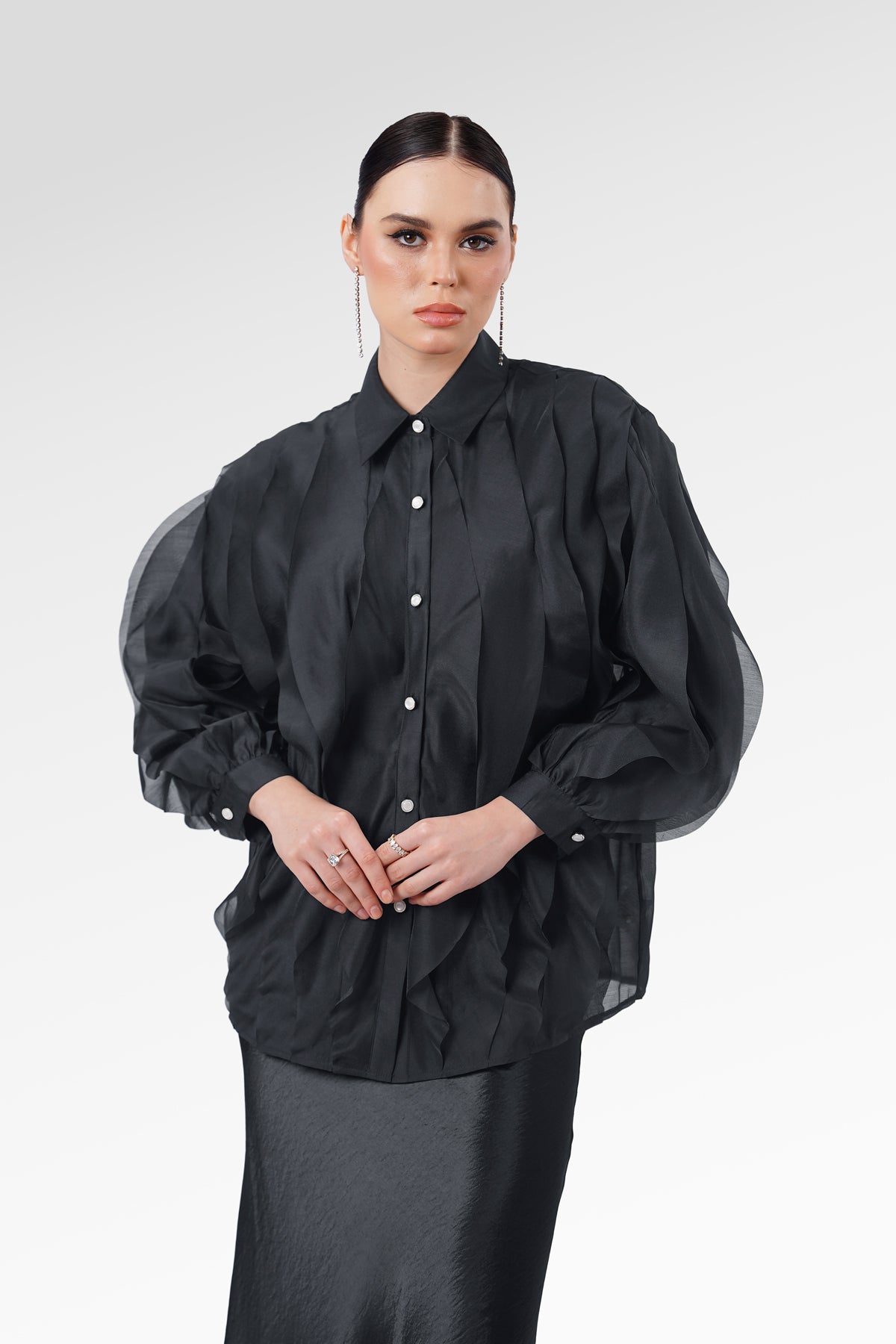 Alessia Ruffle Blouse - Black