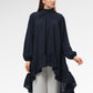 Allison Ruffled Blouse - Navy