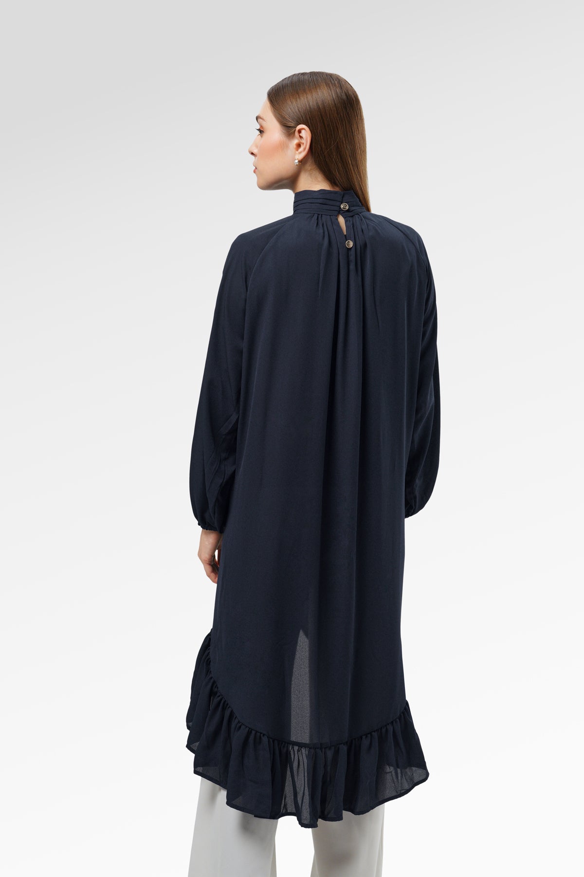 Allison Ruffled Blouse - Navy
