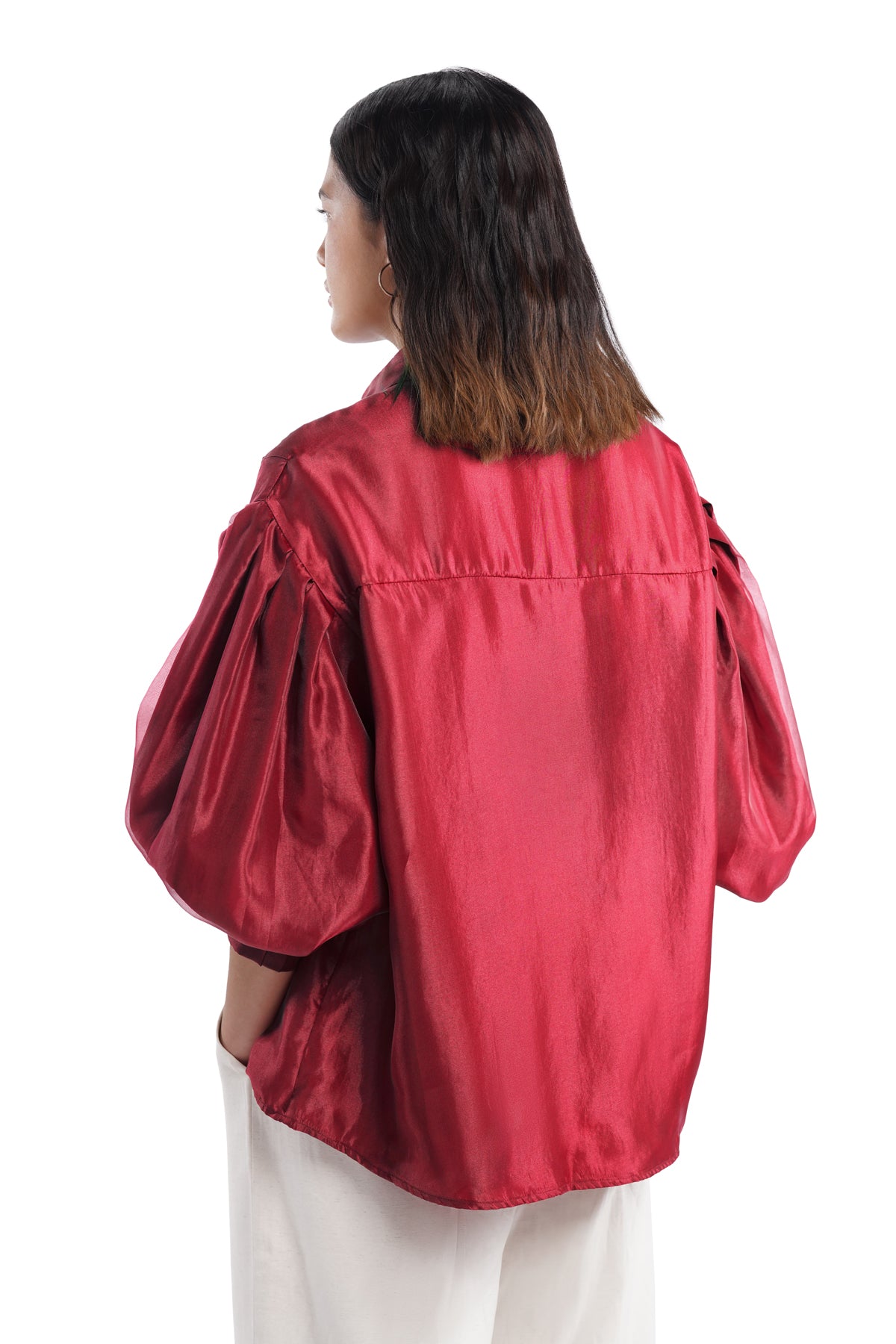 Alma Puffy Shirt - Maroon