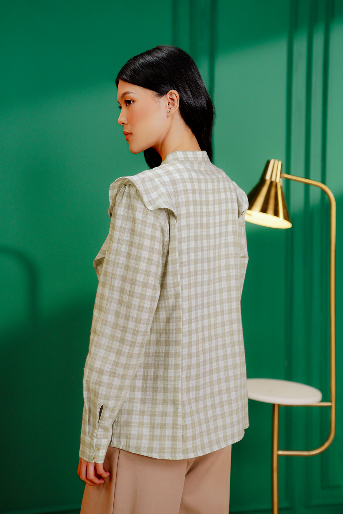 Amara Plaid Shirt - Beige
