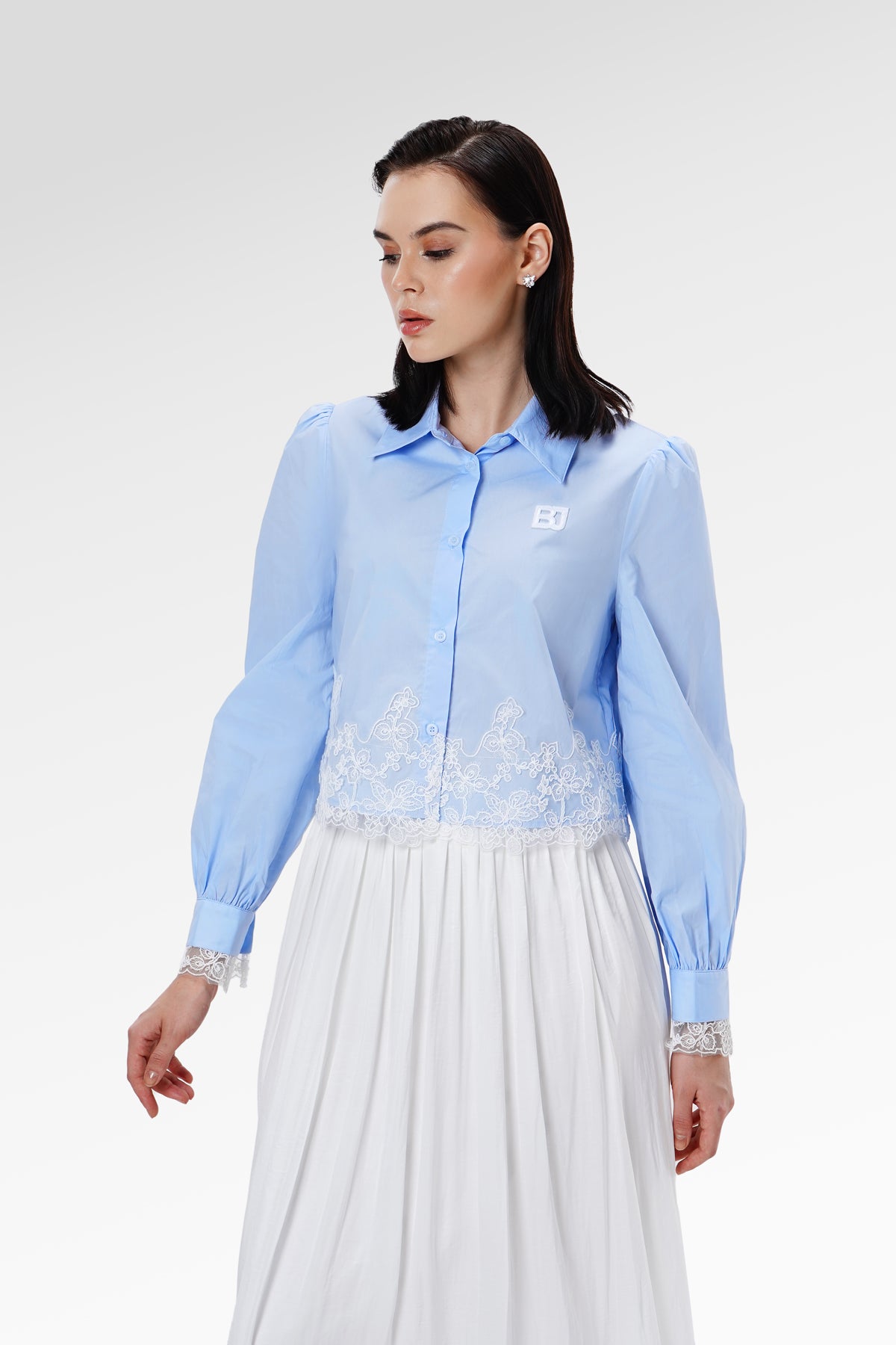 Amber Crop Shirt - Blue