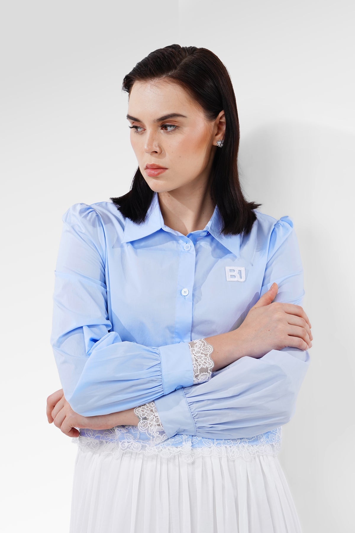 Amber Crop Shirt - Blue