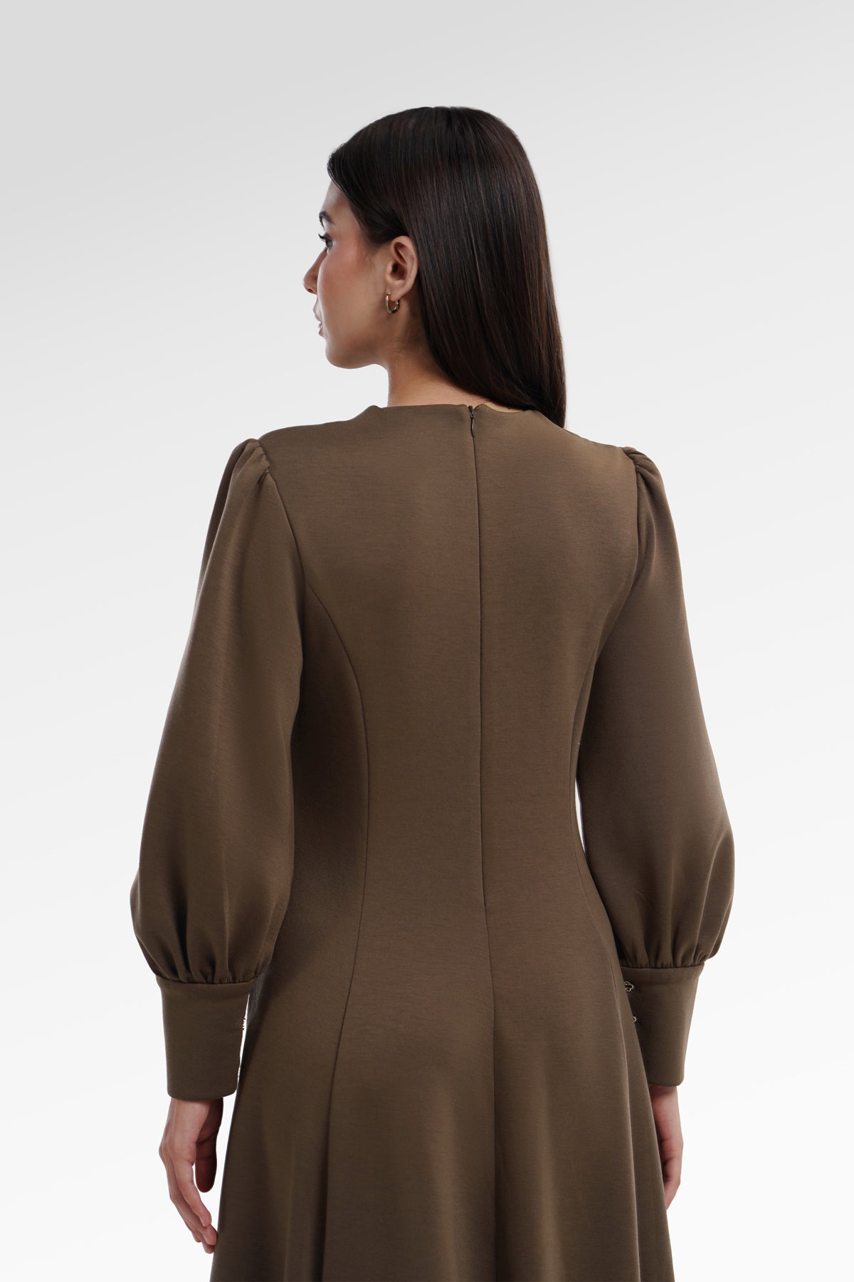 Amberlyn Puffy Dress - Brown S Amberlyn Puffy Dress - Brown S