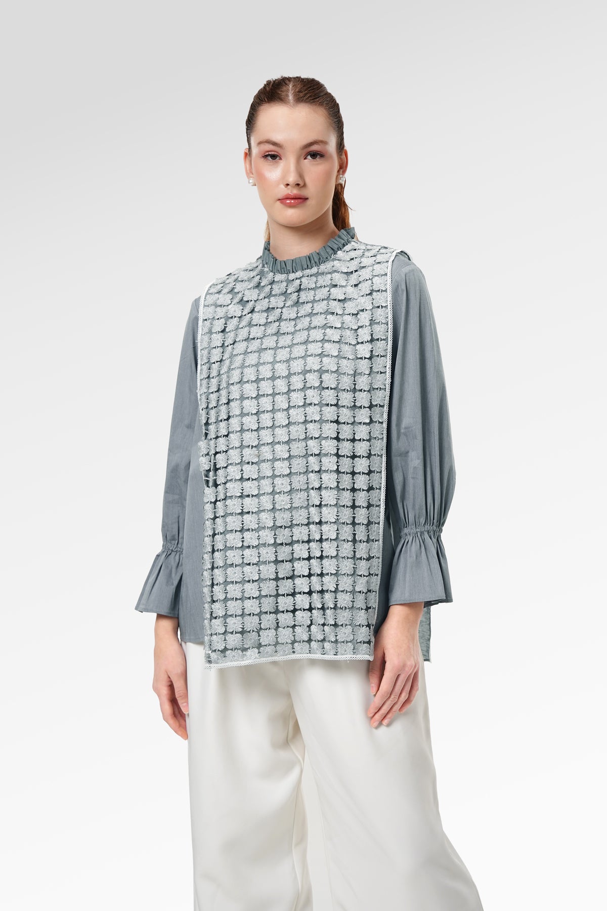 Angeline Lace Blouse - Grey