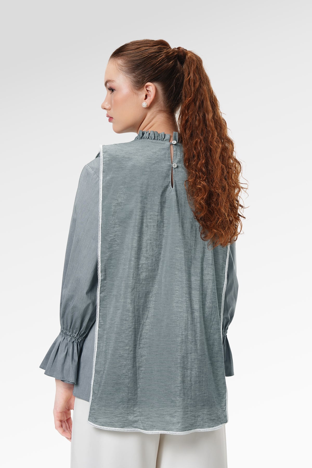 Angeline Lace Blouse - Grey