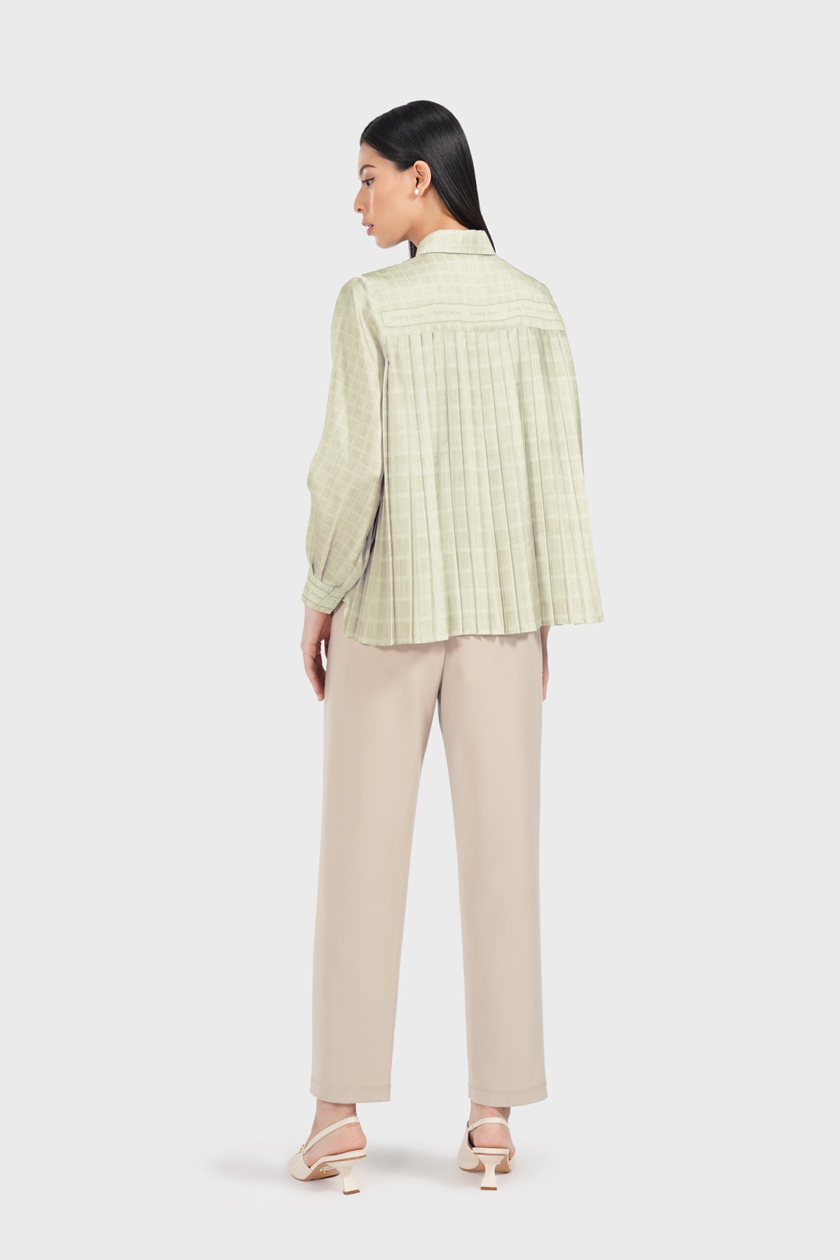 Art De La Nature Pleated Shirt - Sage