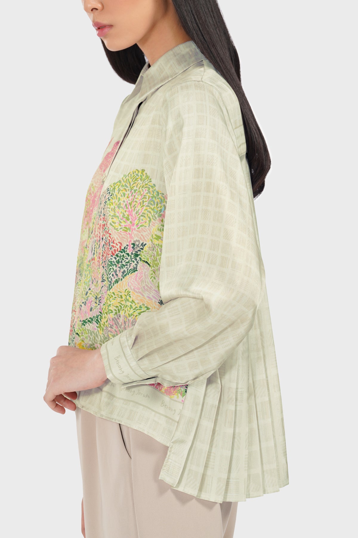 Art De La Nature Pleated Shirt - Sage