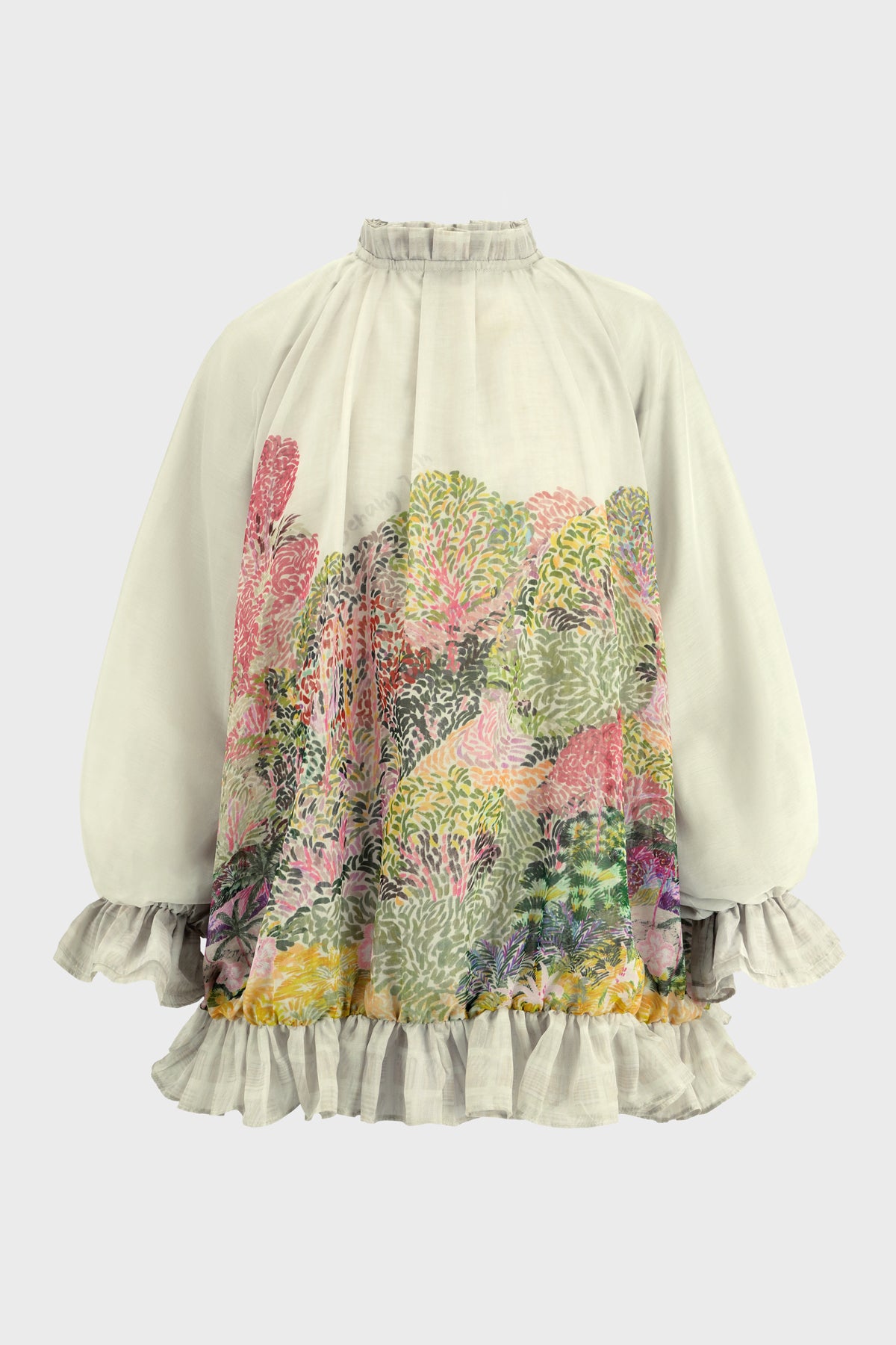 Art De La Nature Ruffle Blouse - Sage