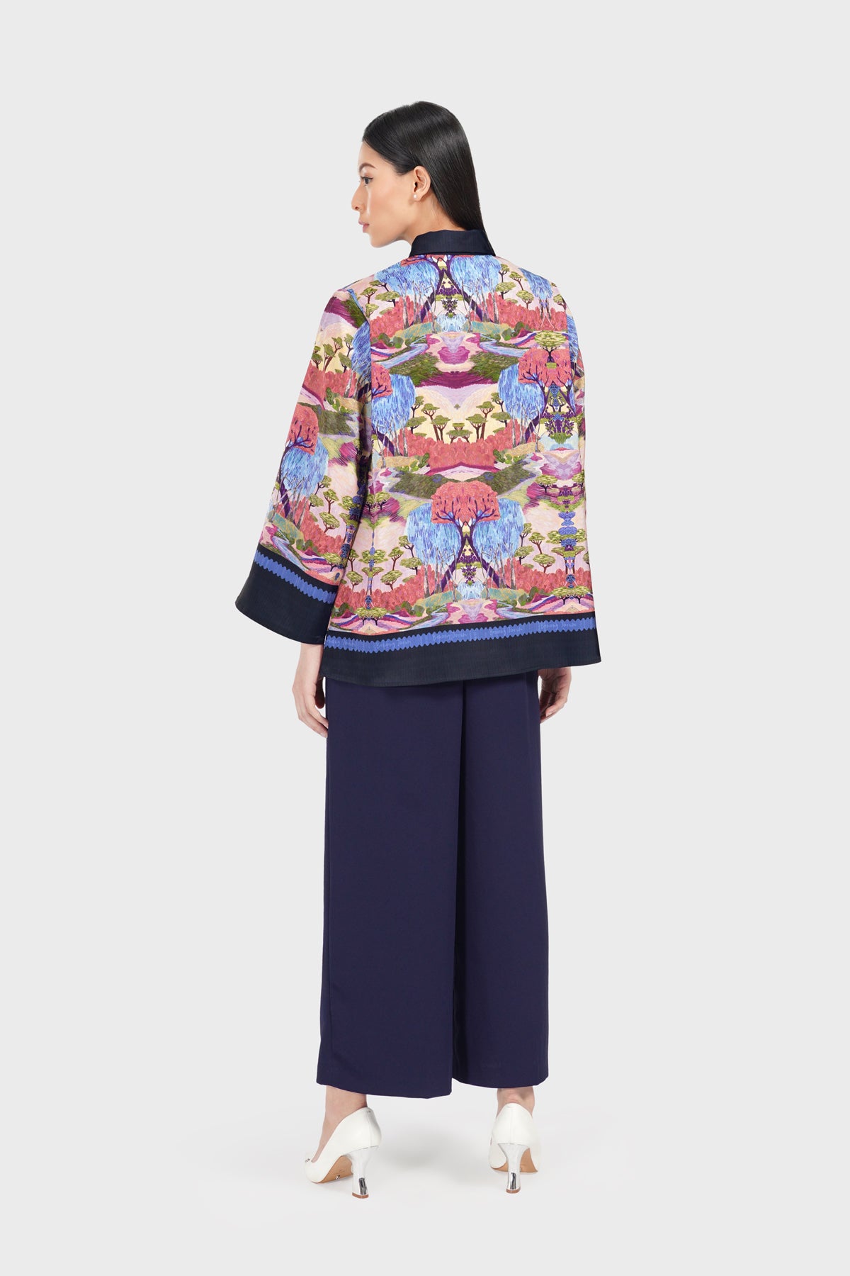 Art De La Nature Satin Shirt - Navy