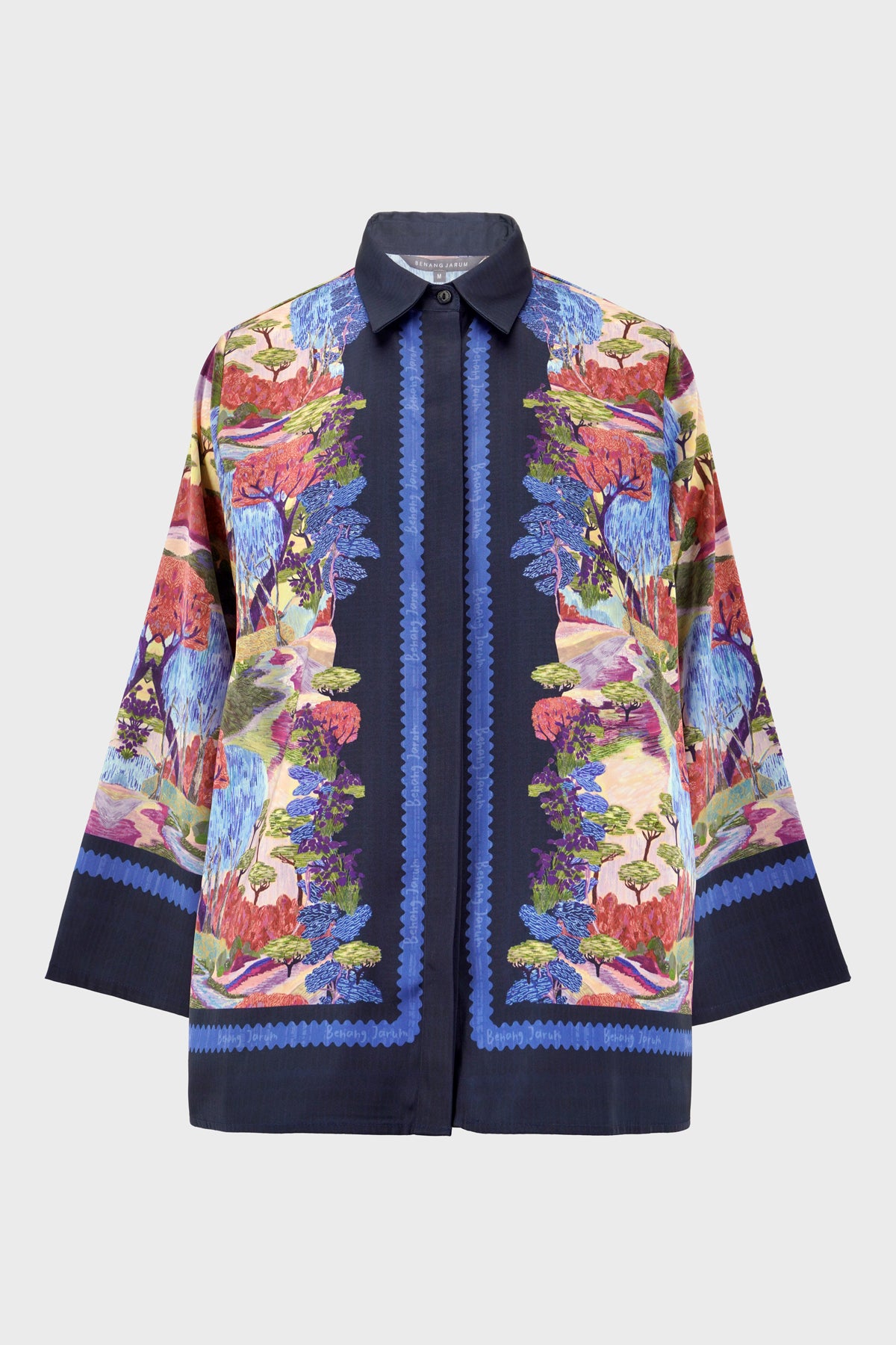 Art De La Nature Satin Shirt - Navy