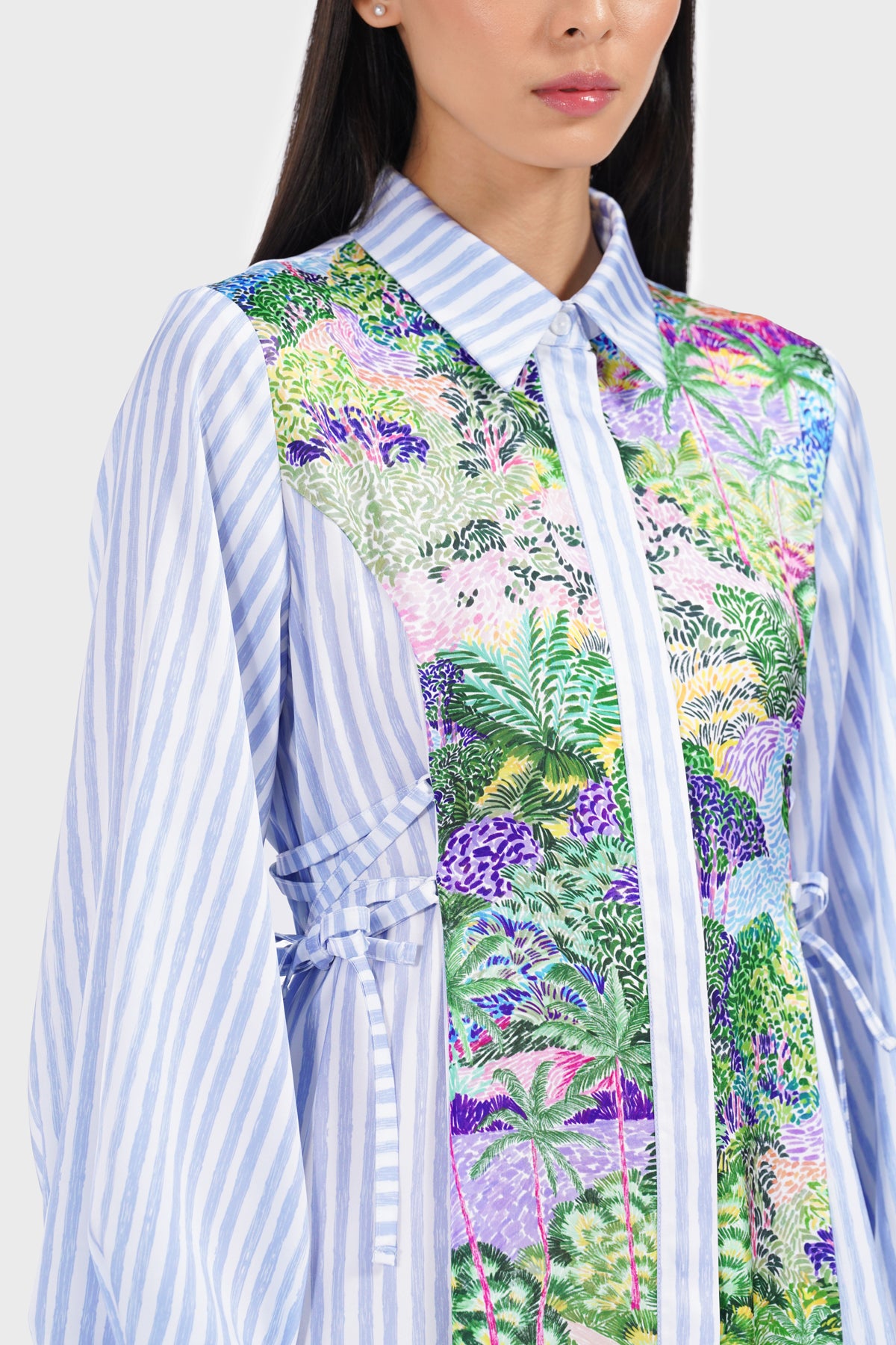 Art De La Nature Shirt Dress - Blue