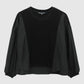 Athena Mix Fabric Blouse - Black