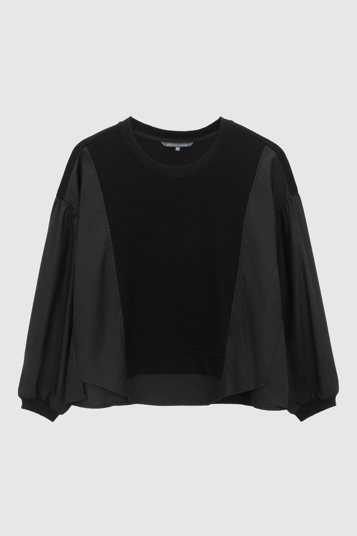 Athena Mix Fabric Blouse - Black