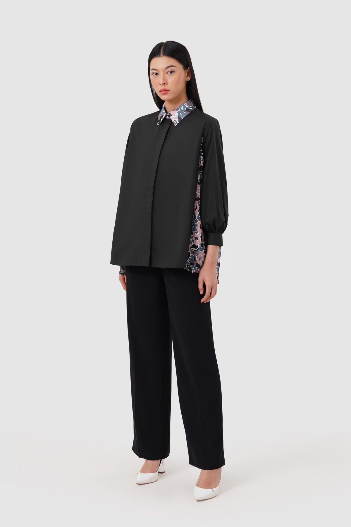 Avena Pleated Shirt - Caviar