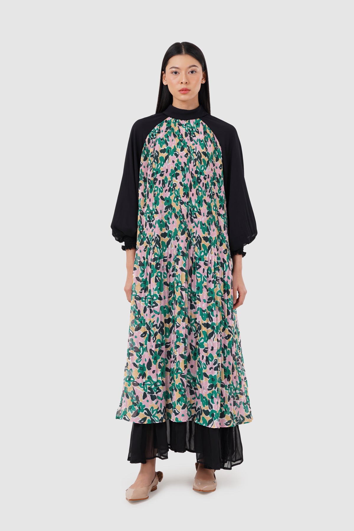 Avena Pleats Dress - Garden