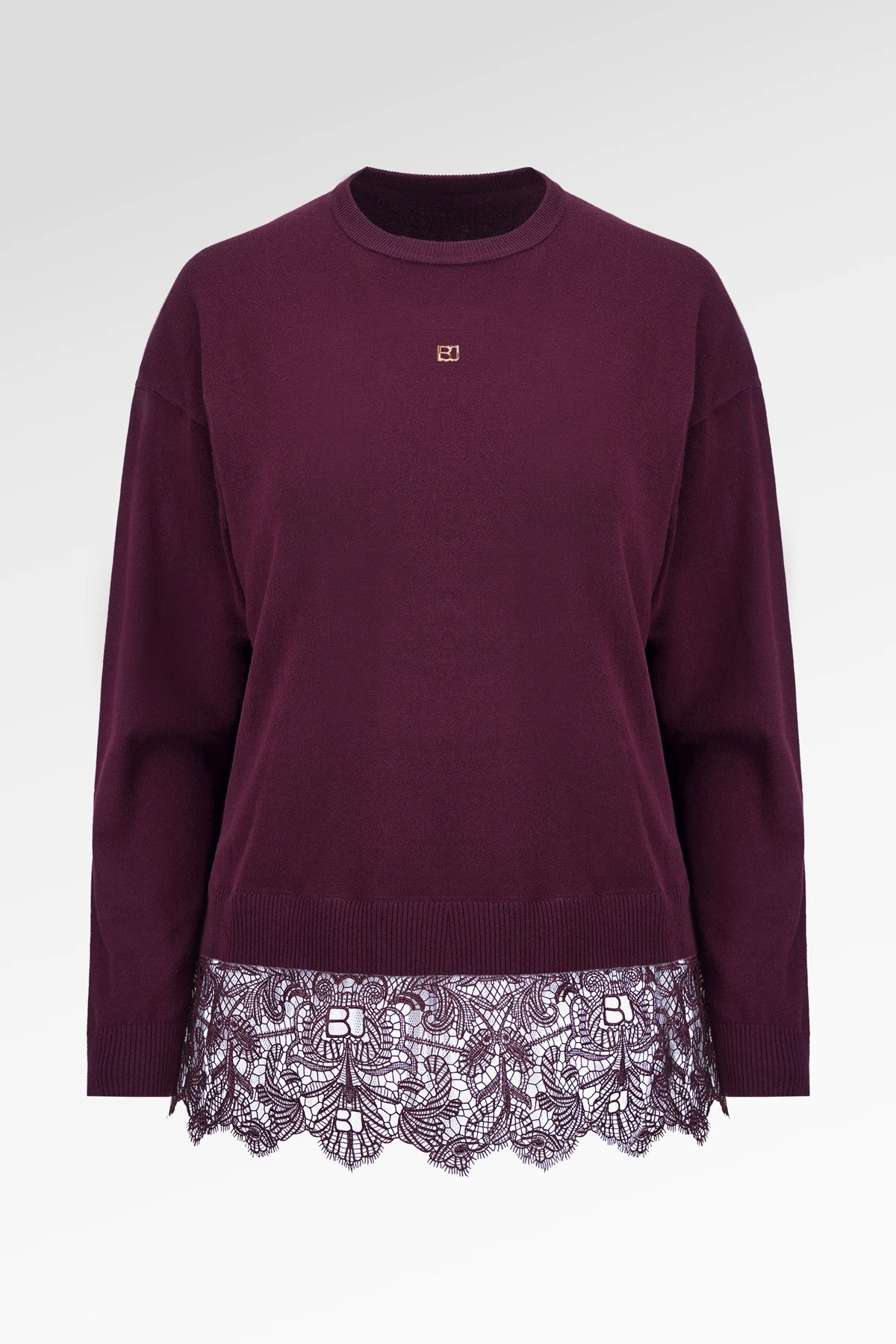Basic Lace Sweatshirt - Berry