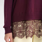 Basic Lace Sweatshirt - Berry