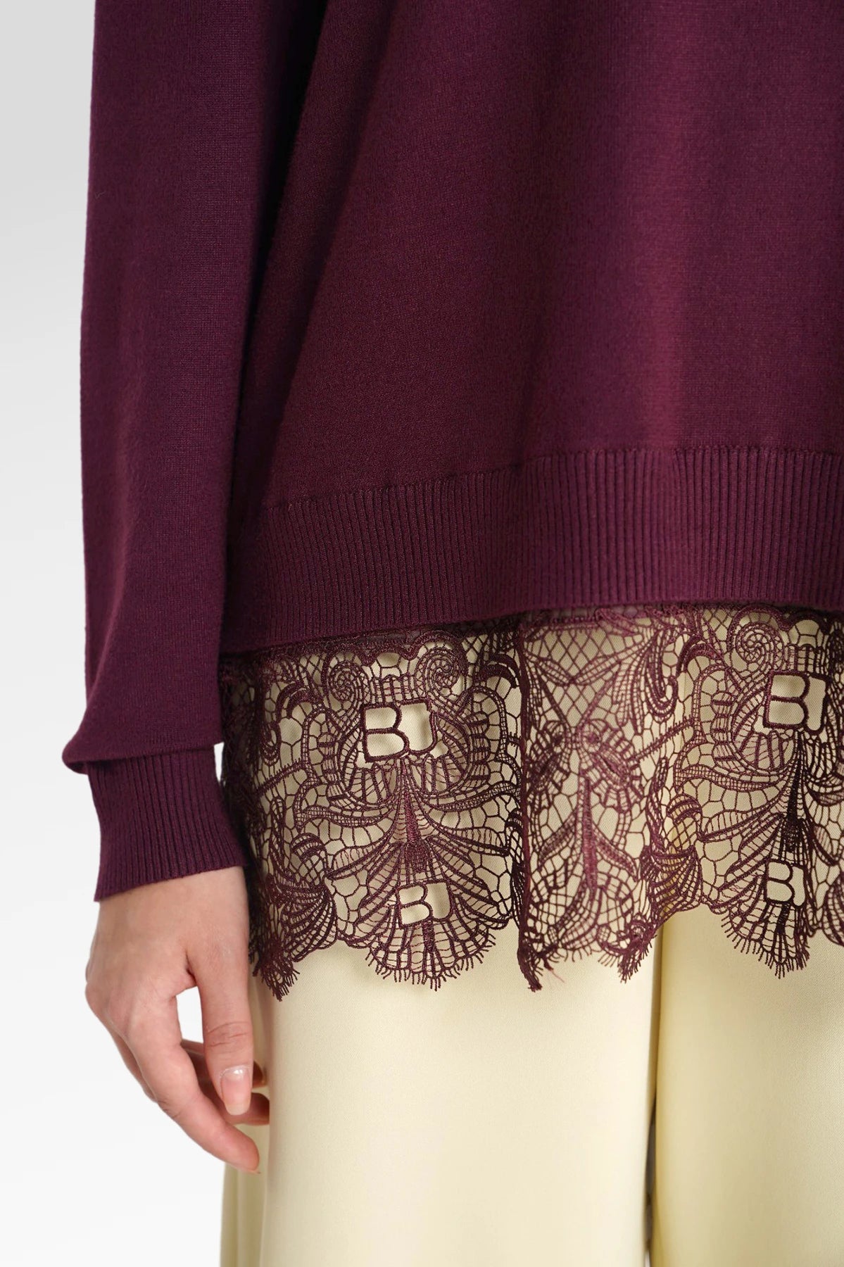 Basic Lace Sweatshirt - Berry