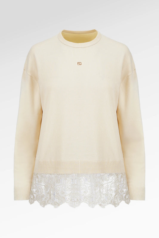 Basic Lace Sweatshirt - Yuzu