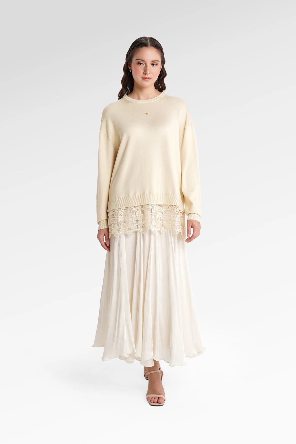 Basic Lace Sweatshirt - Yuzu