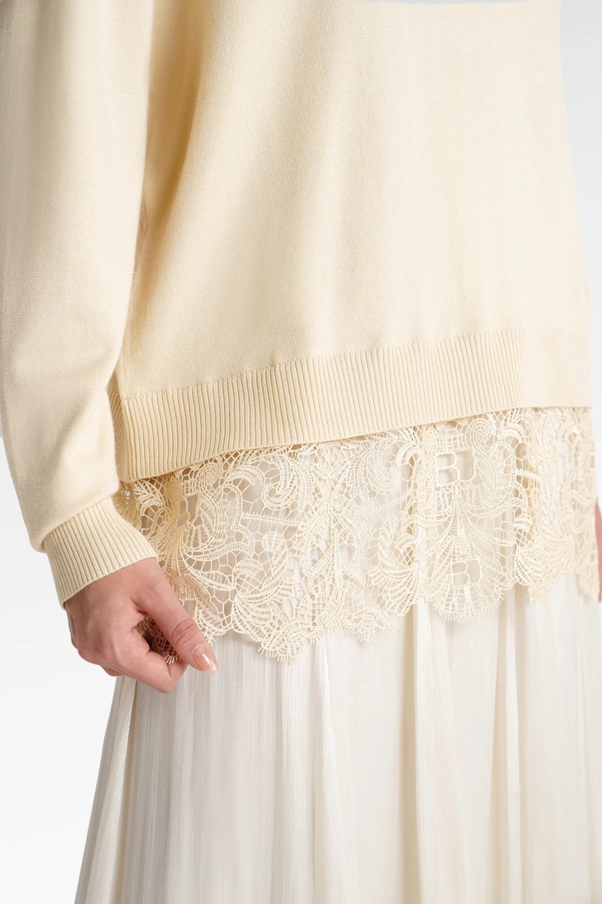 Basic Lace Sweatshirt - Yuzu