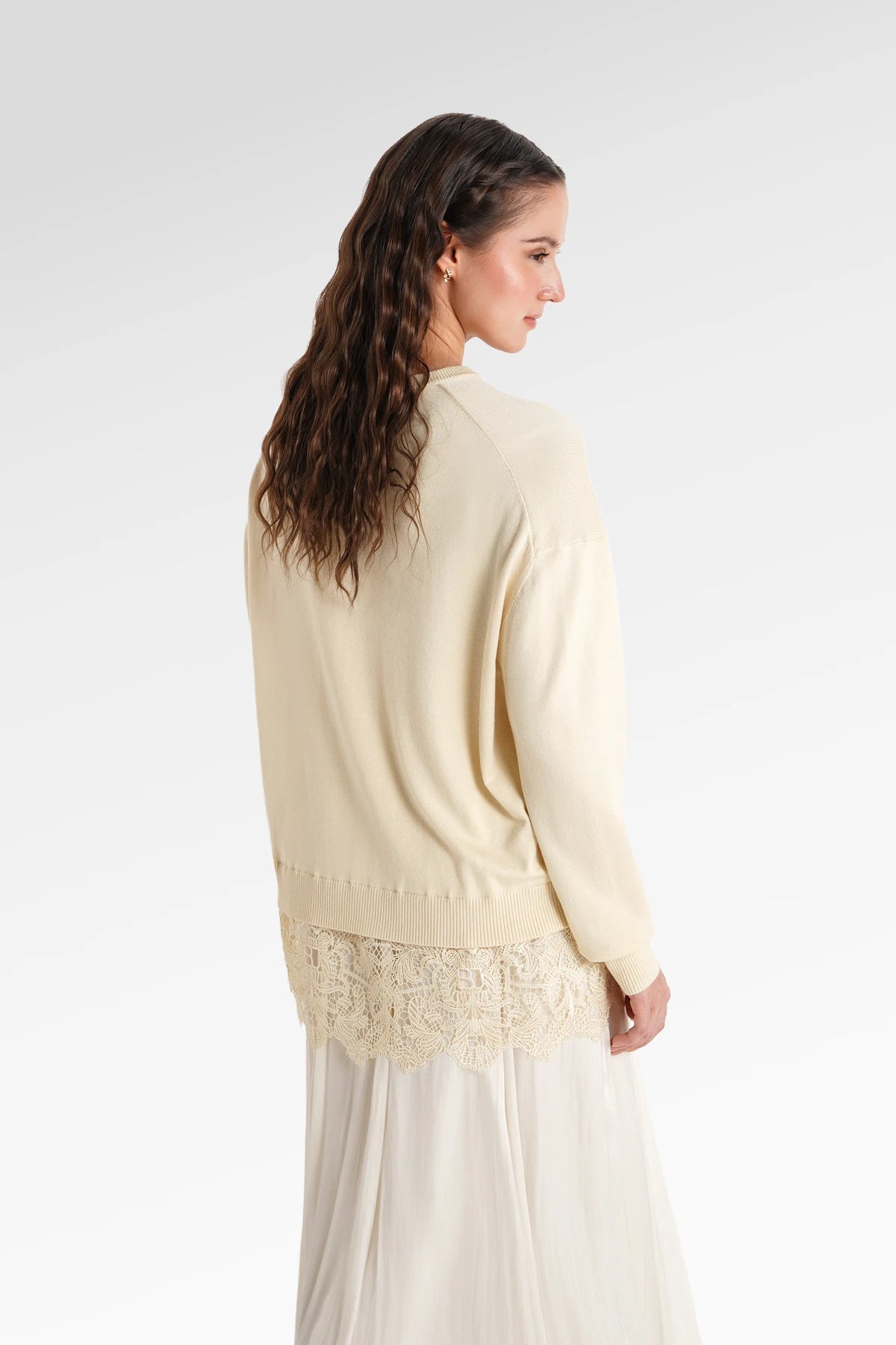 Basic Lace Sweatshirt - Yuzu