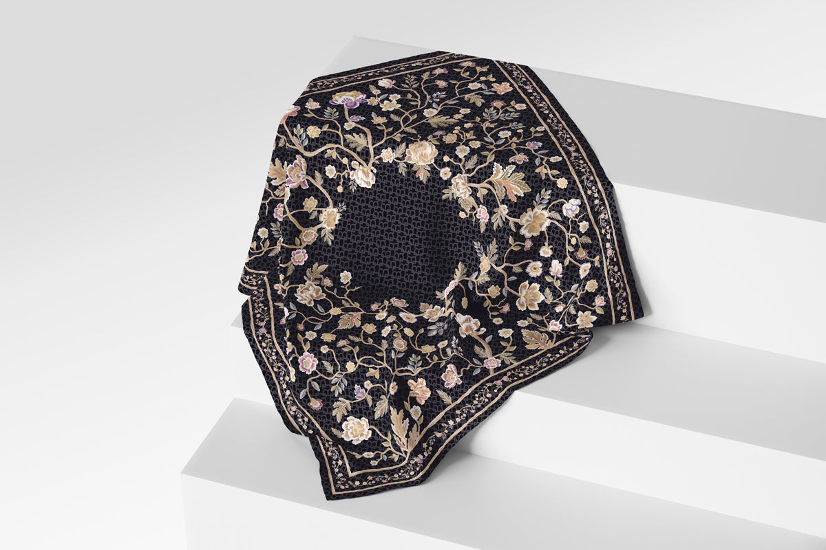 Blooming Eid Scarf - Black Iris