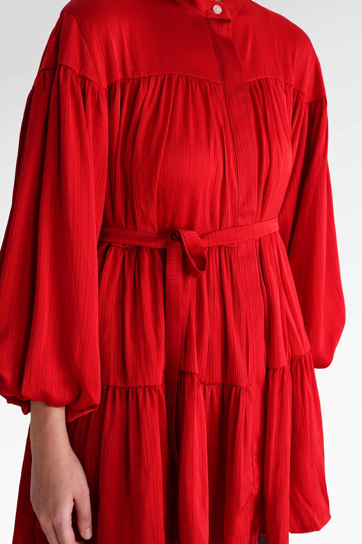 Nara Gathered Shirt - Red