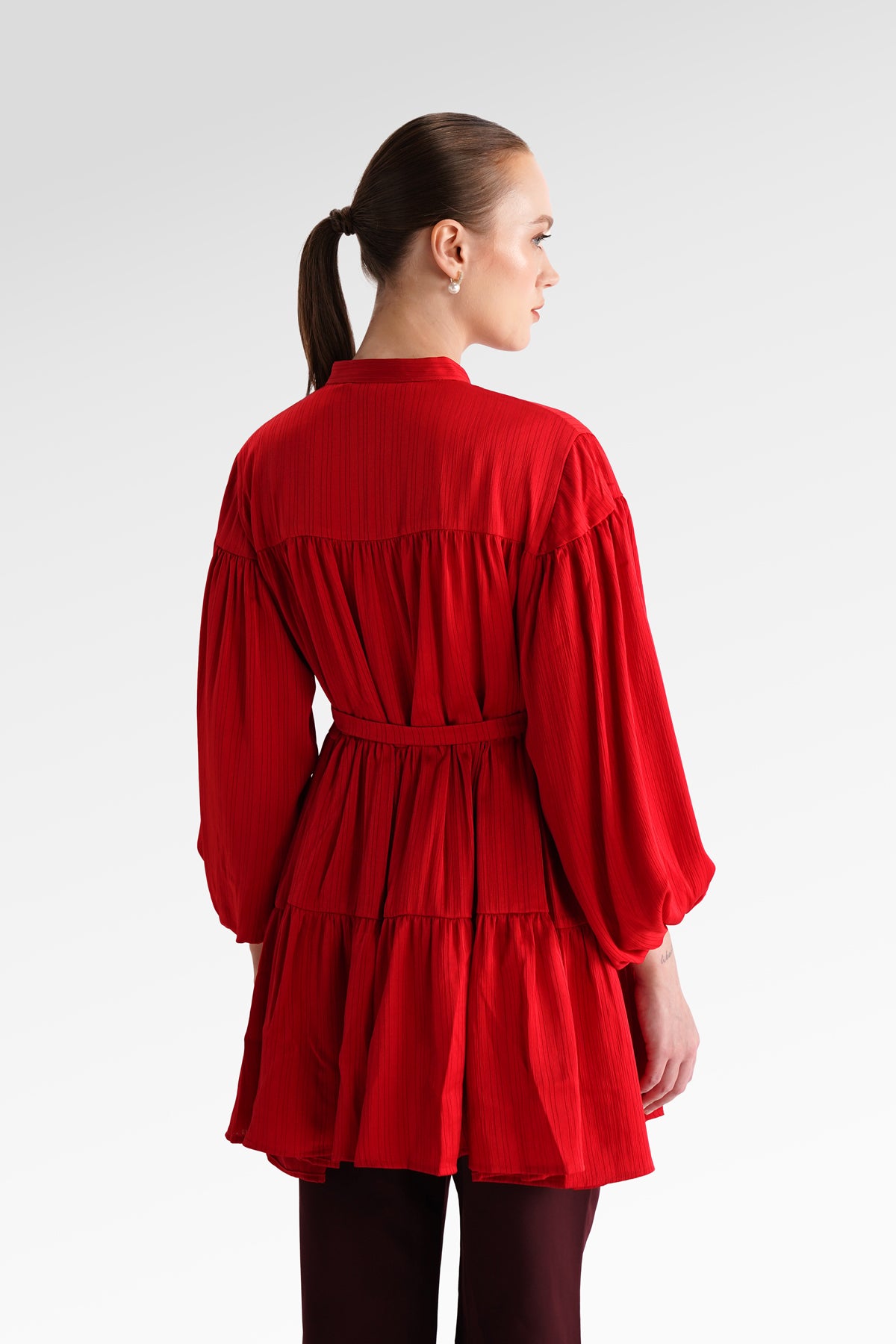 Nara Gathered Shirt - Red