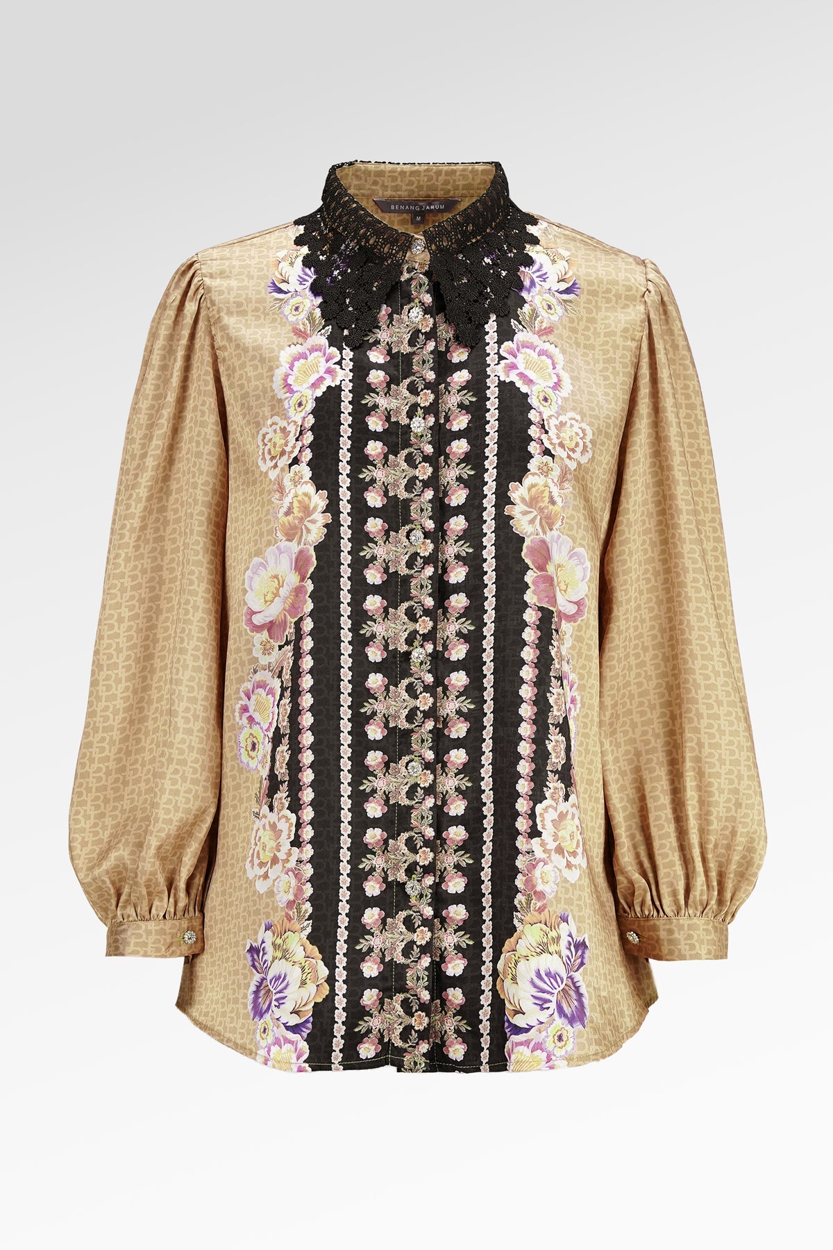 Blooming Eid Back Pleated Shirt - Black Iris