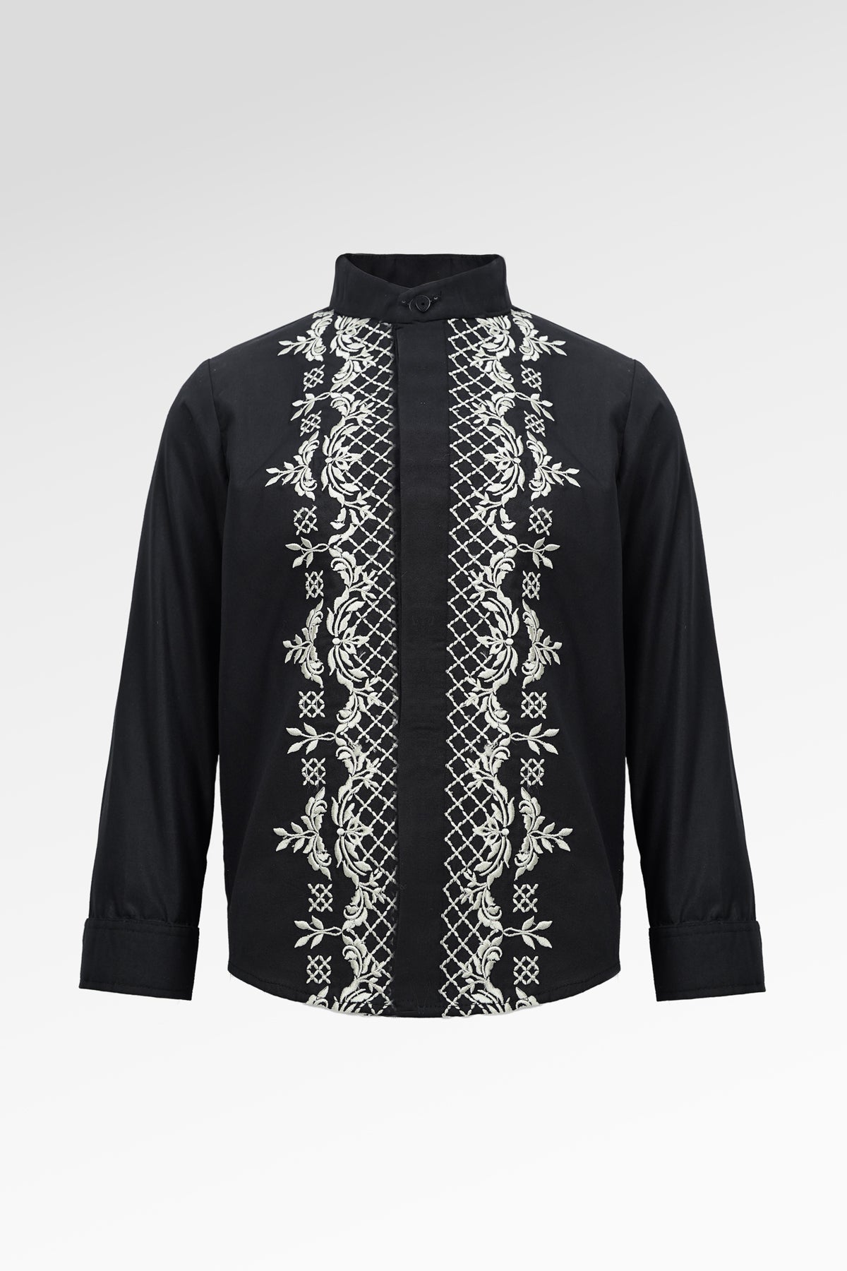 Blooming Eid Embroidery Boy Shirt - Black