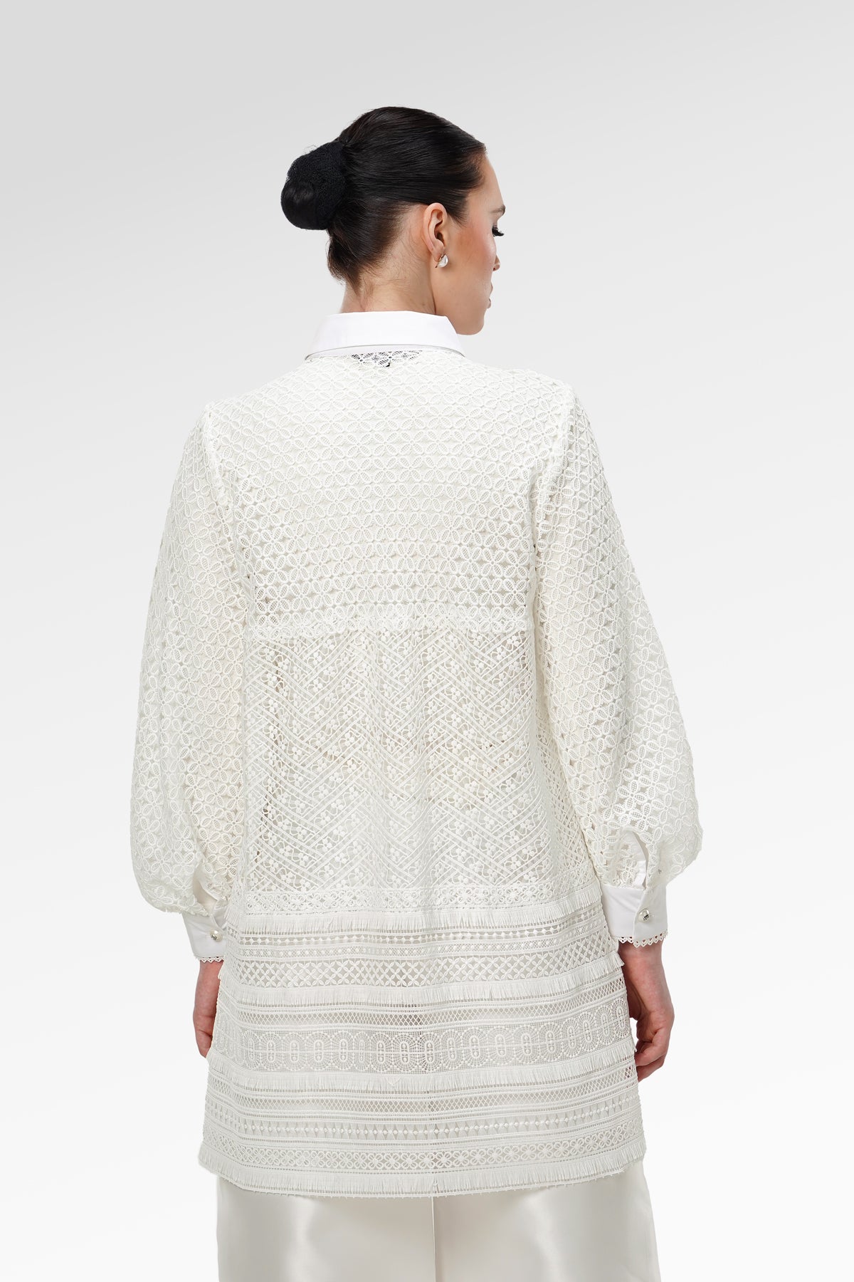 Blooming Eid Embroidery Tunic - White