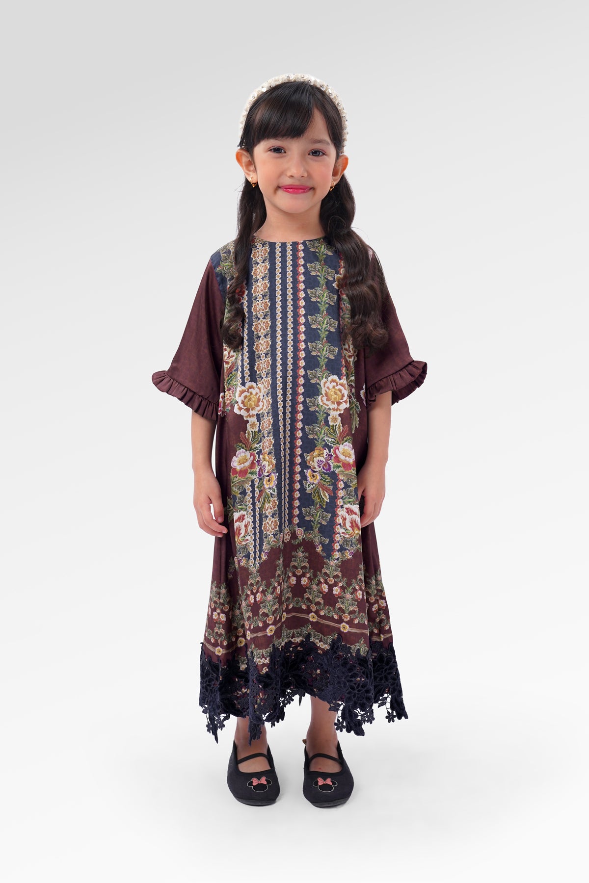 Blooming Eid Kids Dress - Carnation