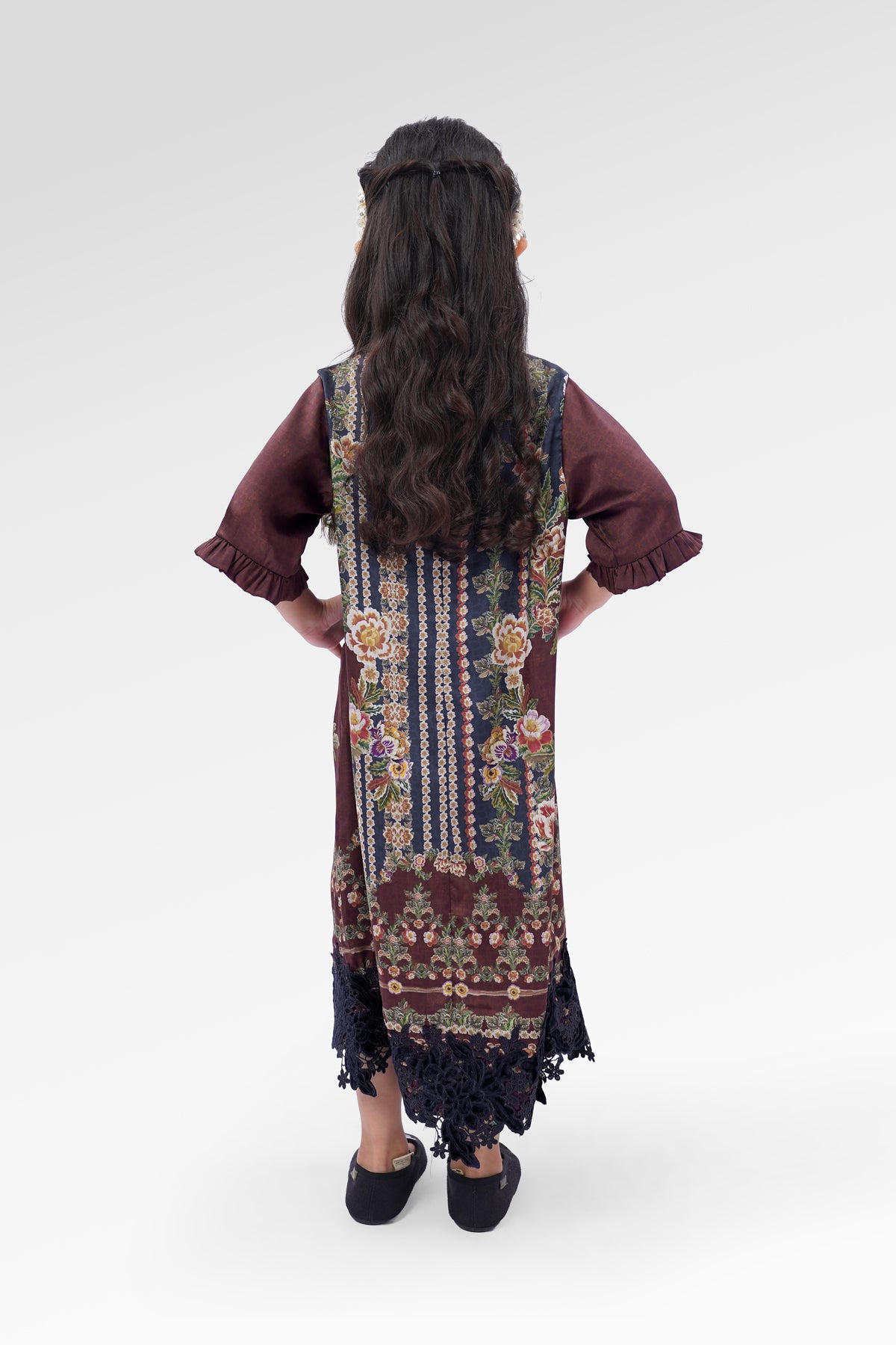 Blooming Eid Kids Dress - Carnation