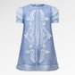 Blooming Eid Kids Organza Dress - Blue Bell