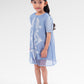 Blooming Eid Kids Organza Dress - Blue Bell