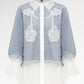 Blooming Eid Lace Shirt - Blue Bell