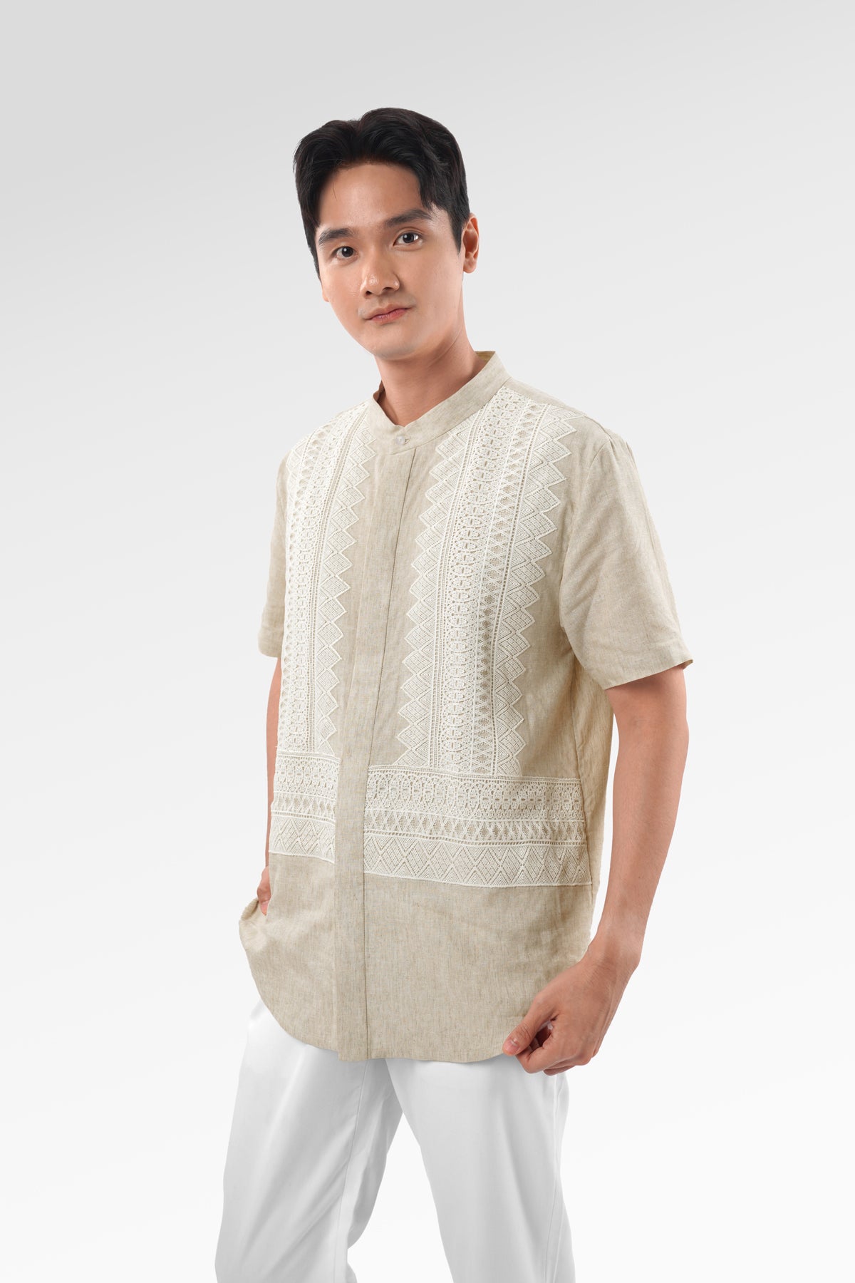 Blooming Eid Linen Men Shirt - Daisy