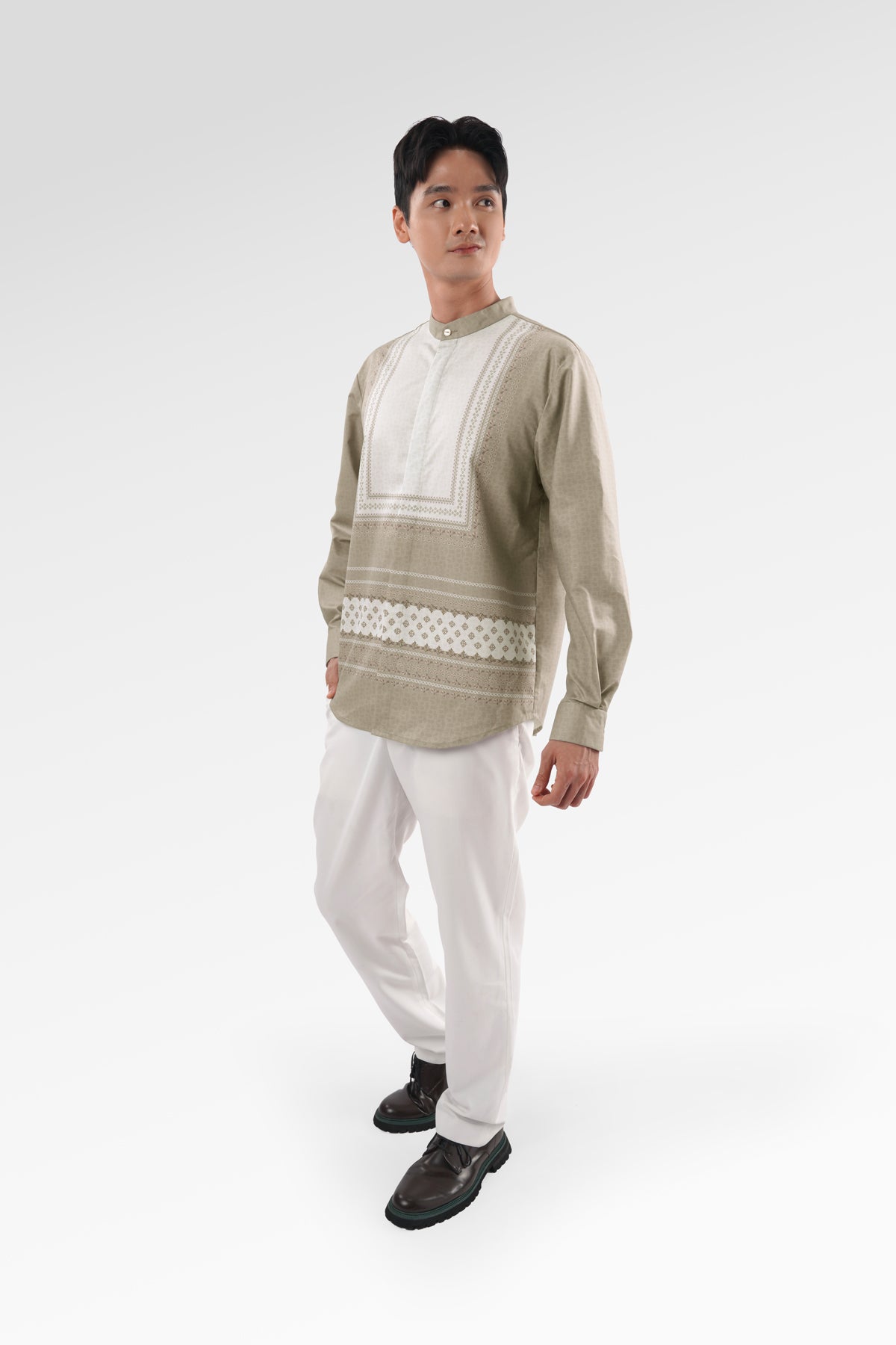 Blooming Eid Men Shirt Long Sleeve - Marigold