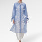 Blooming Eid Organza Embroidery Tunic - Blue Bell