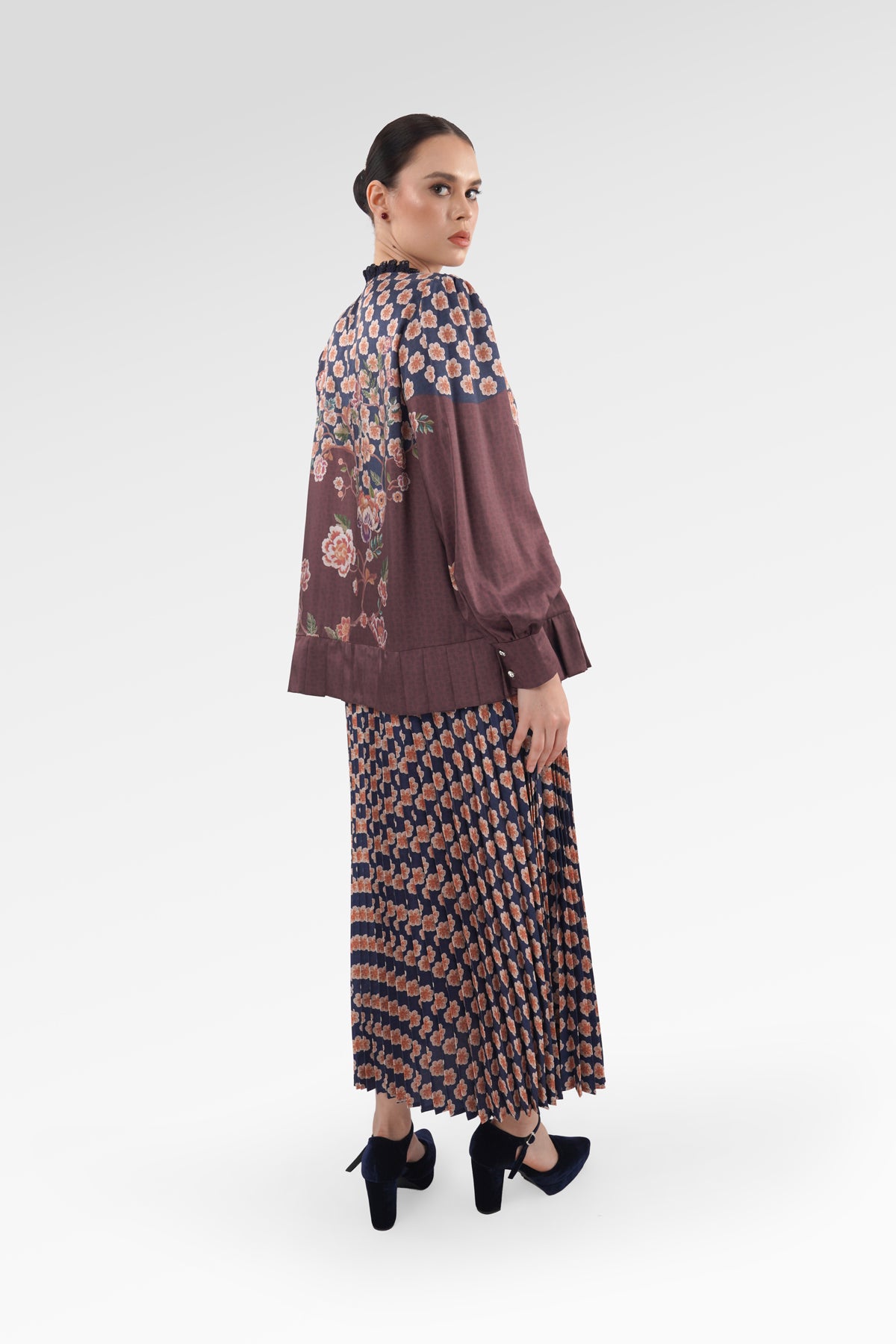 Blooming Eid Pleated Skirt - Carnation