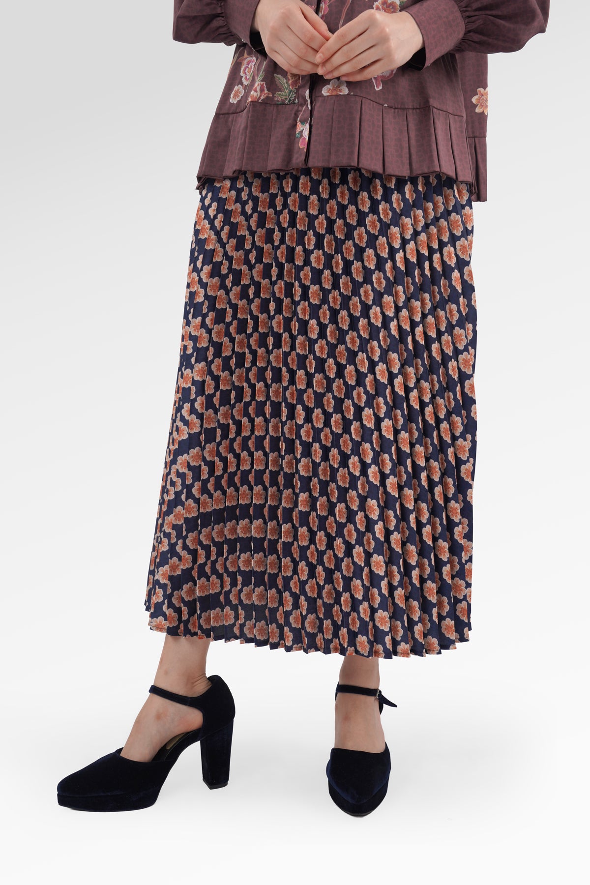 Blooming Eid Pleated Skirt - Carnation