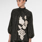 Blooming Eid Polka Dot Blouse - Black Iris